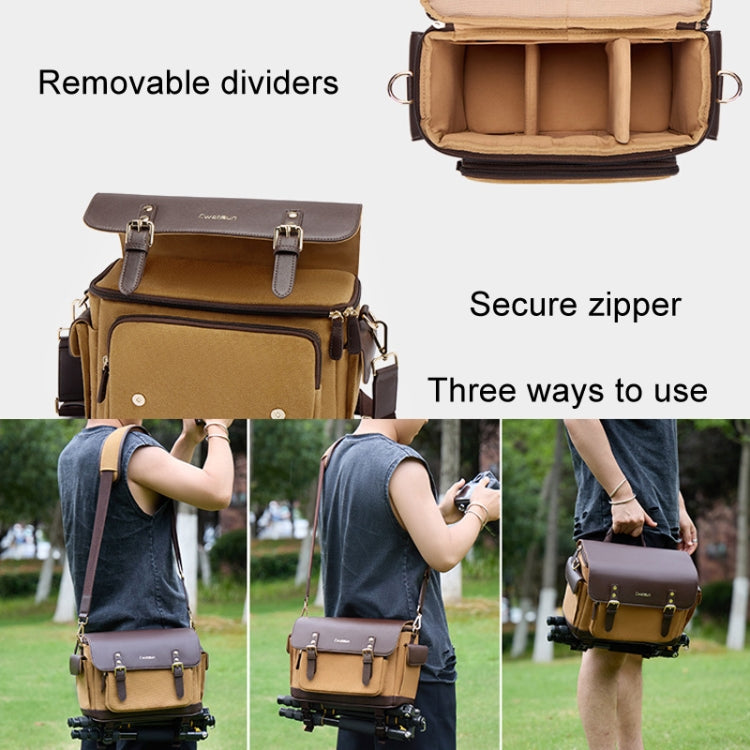 Cwatcun D127 Single Shoulder Vintage Waterproof Canvas Bag DSLR Camera Photo Bag - Strap Satchel by Cwatcun | Online Shopping UK | buy2fix