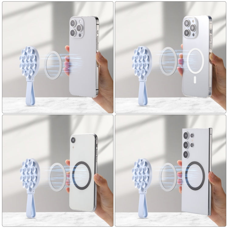 Suction Cup Magnetic Silicone Phone Holder Phone Case Grip Holder(White) - Ring Holder by buy2fix | Online Shopping UK | buy2fix