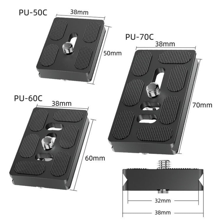 BEXIN PU-60C For Arca Type SLR Camera PU Quick Release Plate Aluminum Alloy CNC Ball Head Quick Release Plate - Quick Release Plate by BEXIN | Online Shopping UK | buy2fix