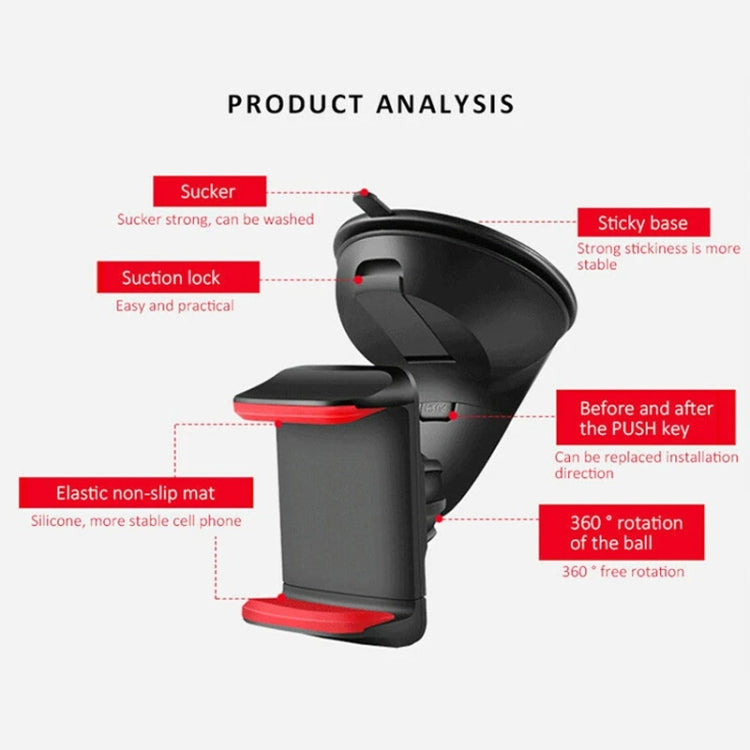 Navigation Car Holder Dashboard Desktop Suction Cup Mobile Phone Holder(Black Red) by buy2fix