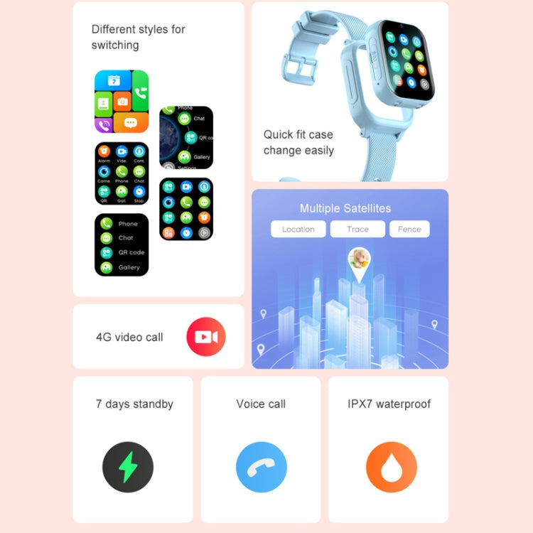 K26H 4G Kids Phone Watch With 1.83-inch Touch Screen Front Camera SOS GPS Location(Pink) by buy2fix