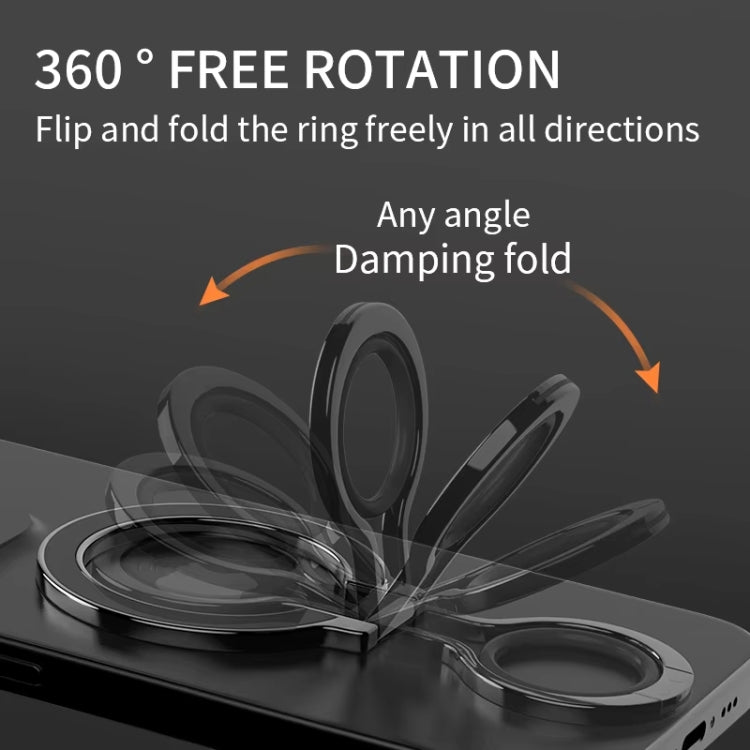 Magnetic Mobile Phone Holder Zinc Alloy Phone Finger Ring Bracket With Silicone Ring Guard(Black+Orange) - Ring Holder by buy2fix | Online Shopping UK | buy2fix