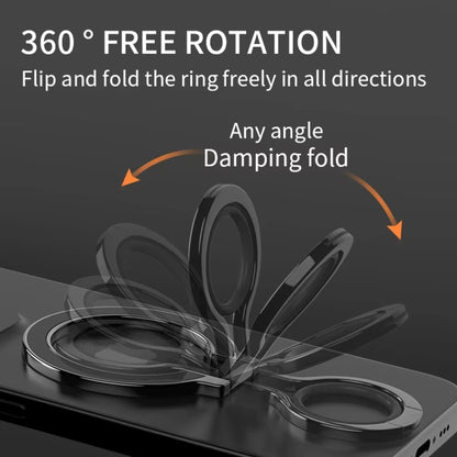 Magnetic Mobile Phone Holder Zinc Alloy Phone Finger Ring Bracket With Silicone Ring Guard(Black+Orange) - Ring Holder by buy2fix | Online Shopping UK | buy2fix