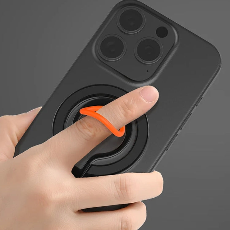 Magnetic Mobile Phone Holder Zinc Alloy Phone Finger Ring Bracket With Silicone Ring Guard(Black+Orange) - Ring Holder by buy2fix | Online Shopping UK | buy2fix