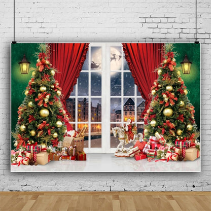 120x80cm Christmas Wreath Snow Scene Photography Background Curtain, Color: 11421618 - Other by buy2fix | Online Shopping UK | buy2fix