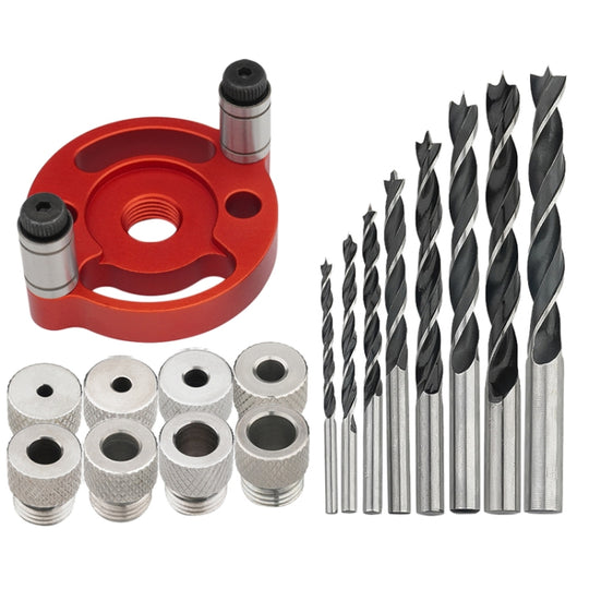 Woodworking Drill Locator Self Centering Dowelling Jig Hole Puncher Locator, Model: With 3-10mm Drill Bit + Drill Sleeve (Red)