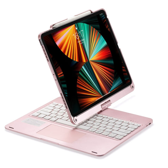 For iPad Pro 12.9 Inch 2022/2021/2020/2018 Tablet Bluetooth Touch Keyboard With Backlight 360 Degree Rotation(Rose Gold)
