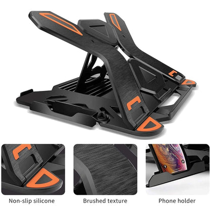 ICE COOREL E5 Laptop Folding And Lifting Cooling Bracket With Mobile Phone Holder White with Rotating by ICE COOREL