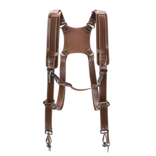 Cwatcun H90 Dual Camera Leather Strap Adjustable Multi-functional Convenient Camera Shoulder Strap, Color: 2.0 Brown