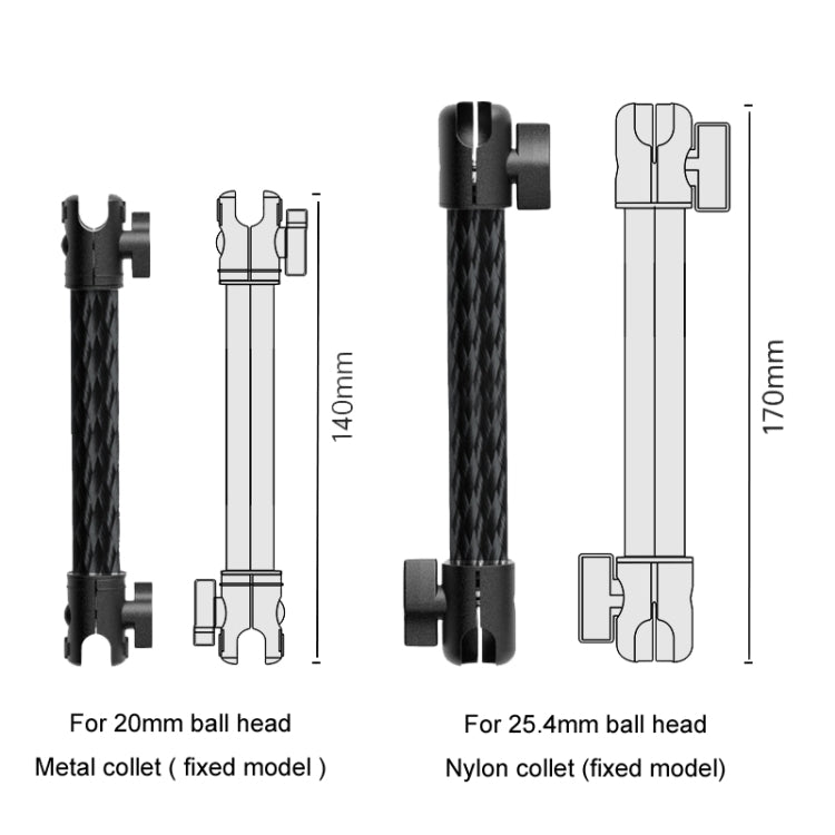 Car Phone Mount Extension Arm Double Jointed Swivel Adjustment Carbon Fiber Bracket Connecting Rod, Model: 170mm For 25.4mm Ball Head by buy2fix