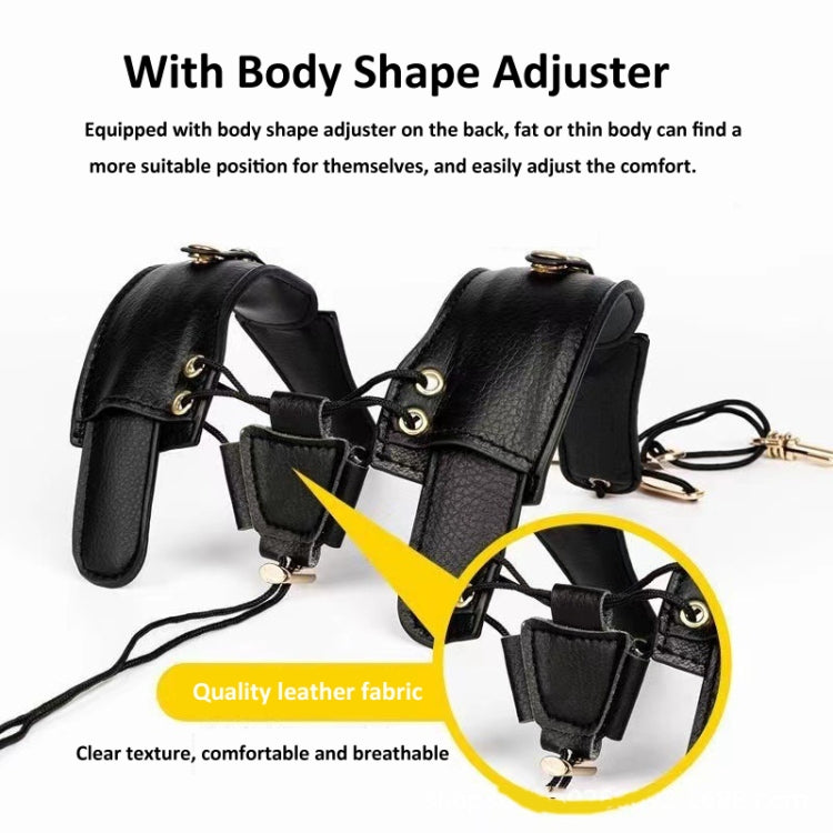 Saxophone Double-Shoulder Strap Leather Adjustable Lanyard For Tenor Alto Sax Accessories(Black) - Wind Instrument Accessories by buy2fix | Online Shopping UK | buy2fix