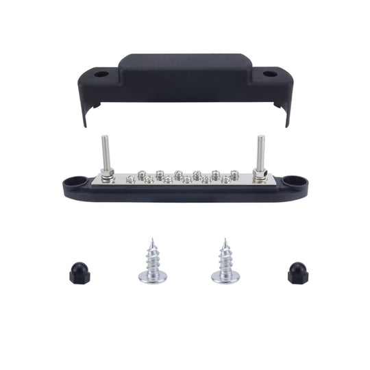 M6 2-post 12-way RV Yacht Terminal Nylon Flame Retardant Busbar, Color: Black