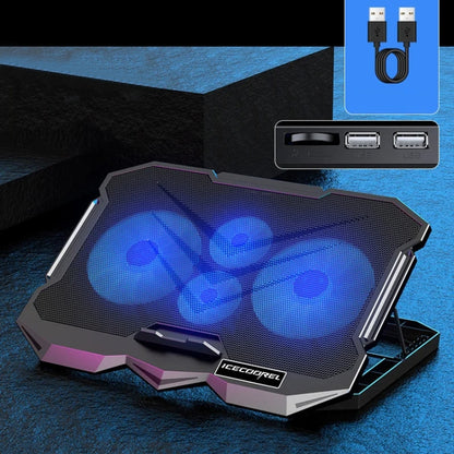 ICE COOREL K22 4-fans Adjustable Laptop Radiator Base with Atmosphere Light with Speed Regulation by ICE COOREL