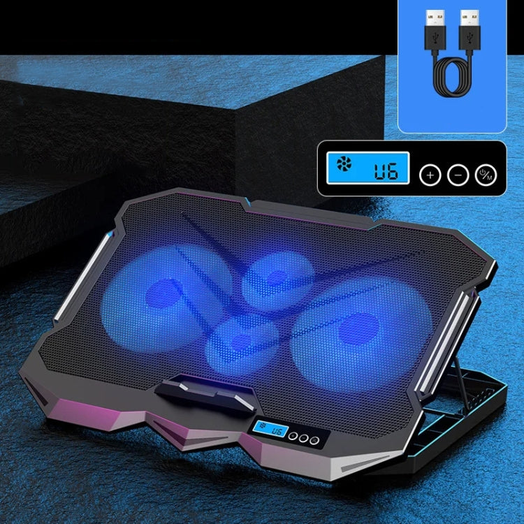 ICE COOREL K22 4-fans Adjustable Laptop Radiator Base with Atmosphere Light with LCD Display by ICE COOREL