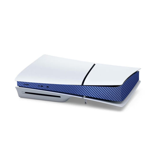 For PS5 Slim Console Middle Sticker Scratch Resistant Digital Optical Drive Version Universal Sticker, Color: Carbon Fiber Dark Blue