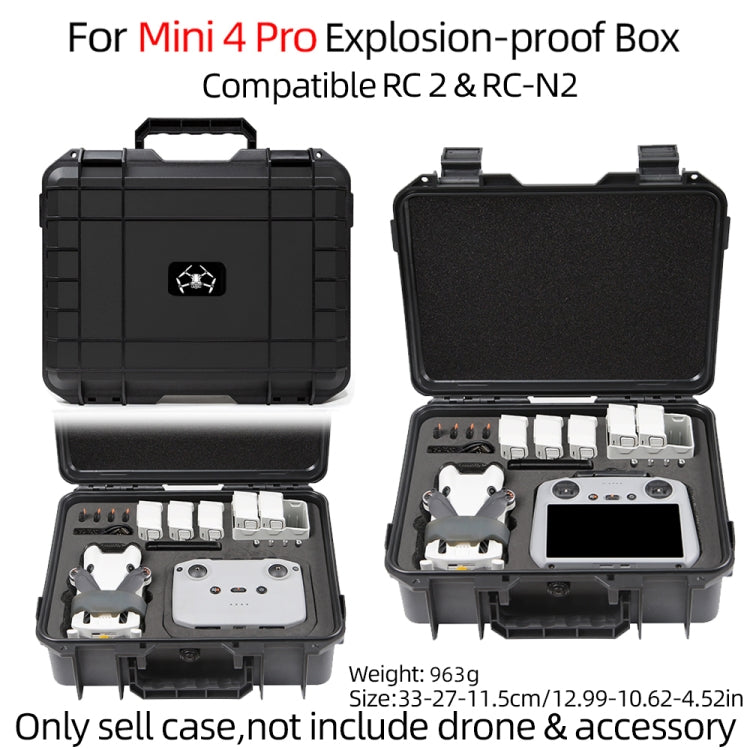 For DJI Mini 4 Pro Drone Suitcase Explosion-proof Box Compatible with RC 2 & RC-N2(Black) by buy2fix