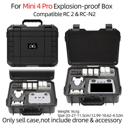 For DJI Mini 4 Pro Drone Suitcase Explosion-proof Box Compatible with RC 2 & RC-N2(Black) by buy2fix