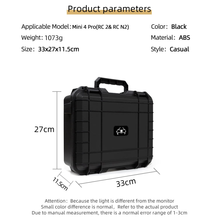 For DJI Mini 4 Pro Drone Suitcase Explosion-proof Box Compatible with RC 2 & RC-N2(Black) by buy2fix