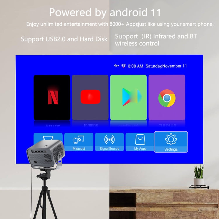A10 4K Smart Android Portable Projector UK Plug - Mini Projector by buy2fix | Online Shopping UK | buy2fix