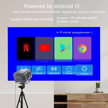 A10 4K Smart Android Portable Projector UK Plug - Mini Projector by buy2fix | Online Shopping UK | buy2fix