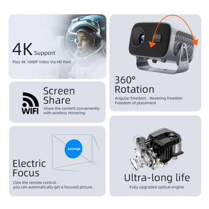 A10 4K Smart Android Portable Projector US Plug - Mini Projector by buy2fix | Online Shopping UK | buy2fix