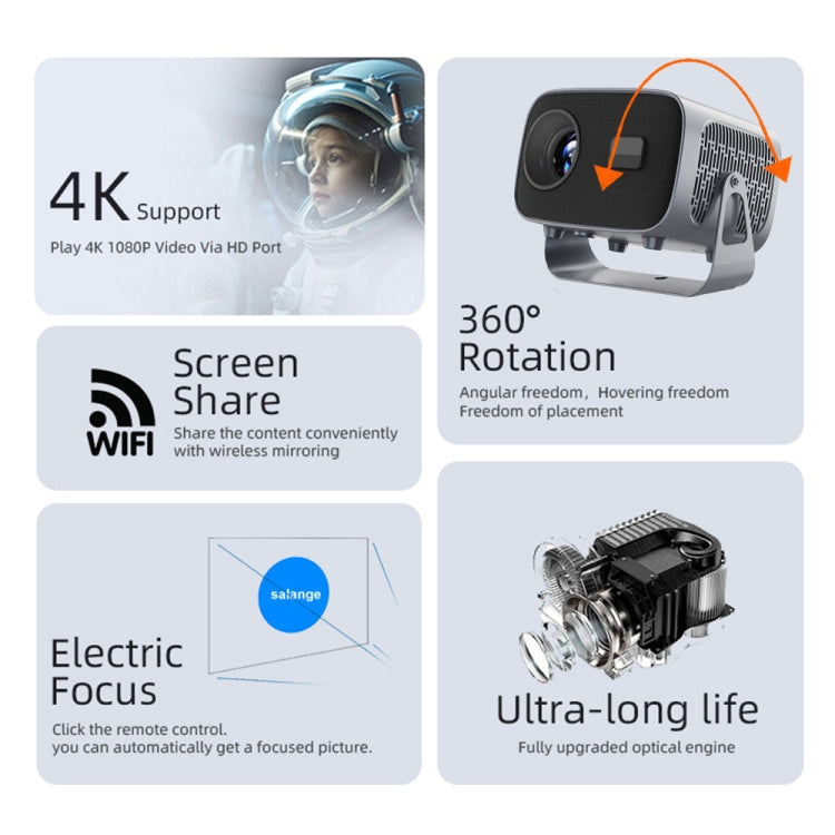 A10 4K Smart Android Portable Projector UK Plug - Mini Projector by buy2fix | Online Shopping UK | buy2fix