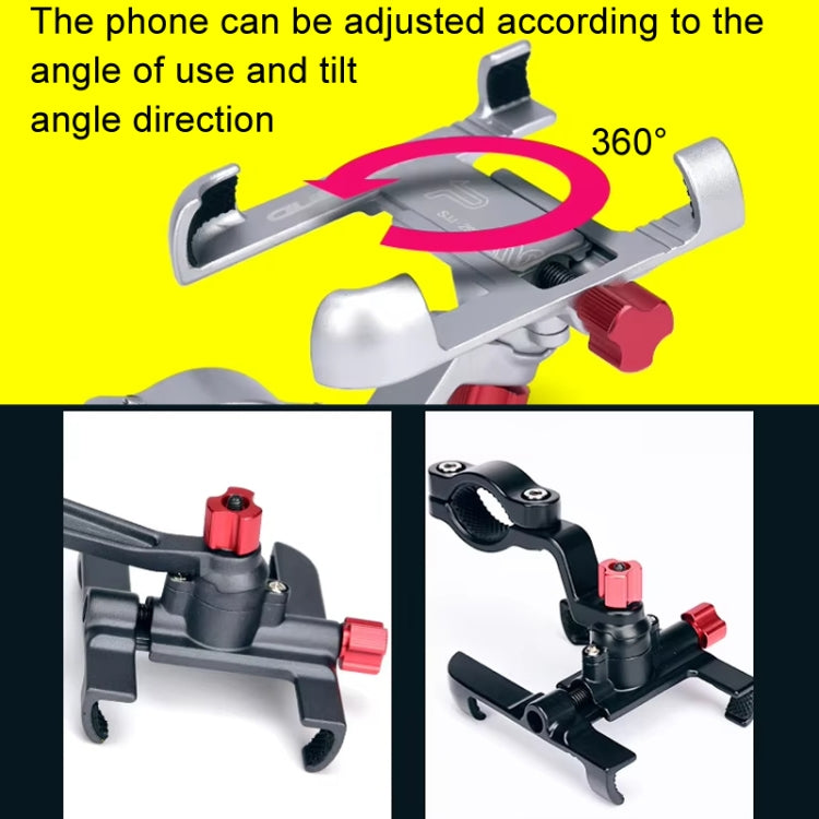 PROMEND Aluminum Alloy Cell Phone Holder Adjustable Angle Rotating Motorcycle Navigation Support, Style: SJJ-299E Rear View Mirror Titanium Color by PROMEND