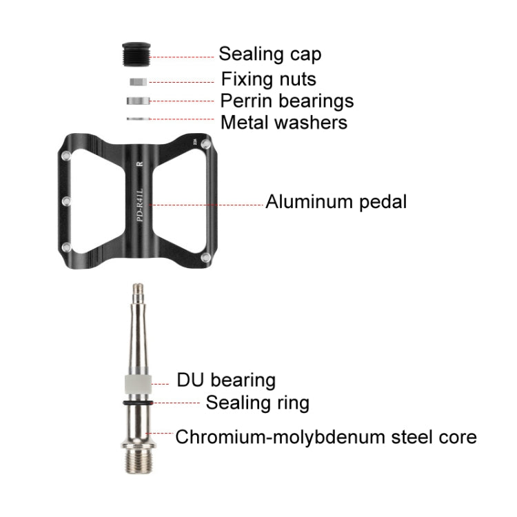 PROMEND PD-R41L 1pair Bicycle Aluminum Alloy Perrin Bearing Pedals(Red) - Pedals by PROMEND | Online Shopping UK | buy2fix