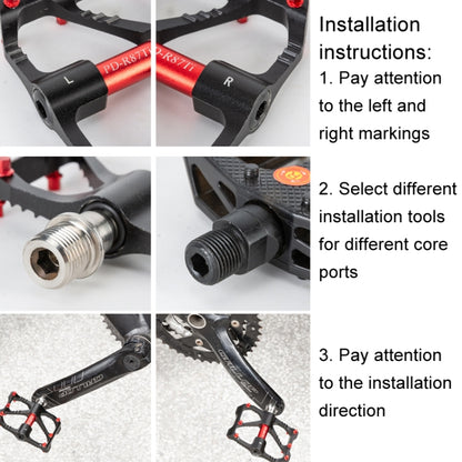 PROMEND PD-R41L 1pair Bicycle Aluminum Alloy Perrin Bearing Pedals(Red) - Pedals by PROMEND | Online Shopping UK | buy2fix