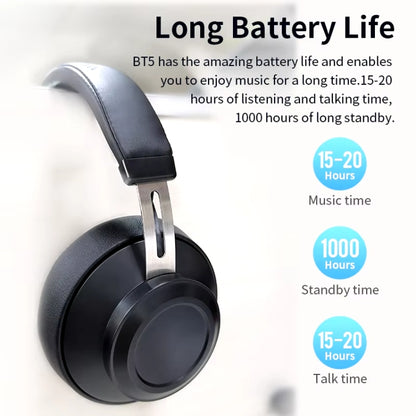 Bluedio BT5 Bluetooth 5.0 Headband Headset(Black) - Headset & Headphone by Bluedio | Online Shopping UK | buy2fix