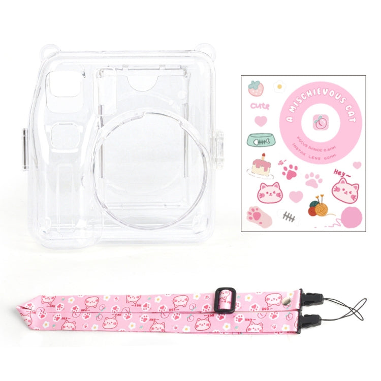 For Fujifilm instax mini SE Photo Bag Crystal Case Shoulder Strap Rope Sticker Set(Pink Cat) - Protective Case by buy2fix | Online Shopping UK | buy2fix