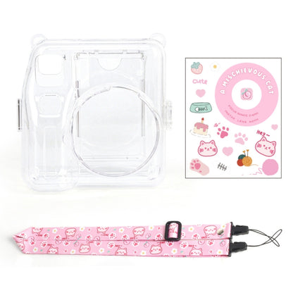 For Fujifilm instax mini SE Photo Bag Crystal Case Shoulder Strap Rope Sticker Set(Pink Cat) - Protective Case by buy2fix | Online Shopping UK | buy2fix