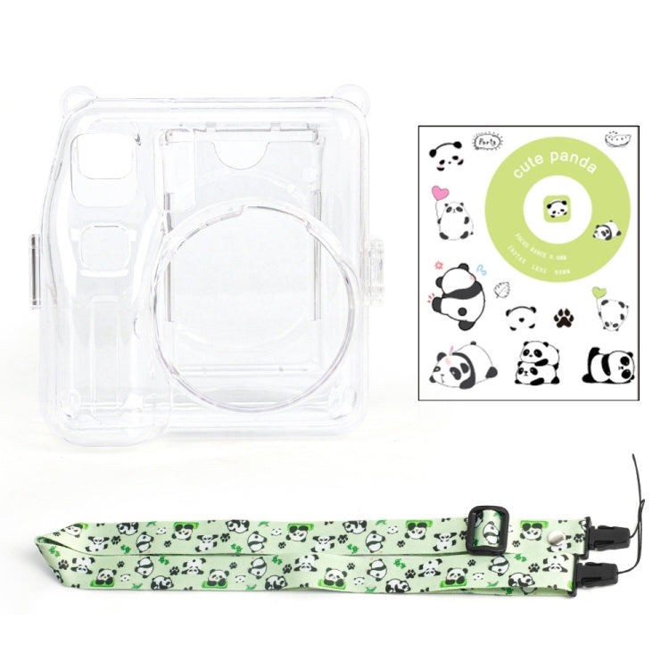 For Fujifilm instax mini SE Photo Bag Crystal Case Shoulder Strap Rope Sticker Set(Green Panda) - Protective Case by buy2fix | Online Shopping UK | buy2fix