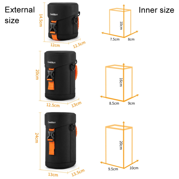Cwatcun D157 DSLR Camera Lens Barrel Shockproof Thickened Digital Lens Bag Flip Lens Pouch, Color: Large Black - Lens Bag by Cwatcun | Online Shopping UK | buy2fix