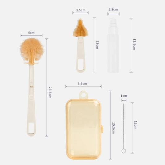 Silicone Portable Baby Bottle Brush Set Travel Cleaning Brush(White) - Cleaning Tools by buy2fix | Online Shopping UK | buy2fix