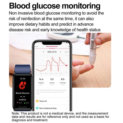 Uric Acid Blood Lipid Noninvasive Blood Sugar Heart Rate Oxygen Temperature Monitoring Smart Healthy Sports Bracelet(Blue) by buy2fix