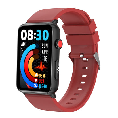 Smart Watch Ring ECG Temperature Heart Rate Blood Pressure Health Bluetooth Talking Watch, Color: Red Silicone by buy2fix