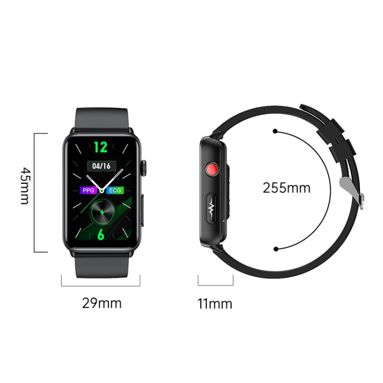 Smart Watch Ring ECG Temperature Heart Rate Blood Pressure Health Bluetooth Talking Watch, Color: Red Silicone by buy2fix