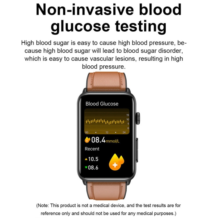 Smart Watch Ring ECG Temperature Heart Rate Blood Pressure Health Bluetooth Talking Watch, Color: Brown Leather by buy2fix