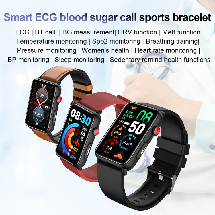 Smart Watch Ring ECG Temperature Heart Rate Blood Pressure Health Bluetooth Talking Watch, Color: Red Silicone by buy2fix