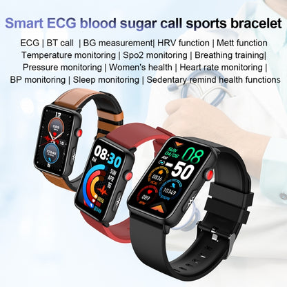 Smart Watch Ring ECG Temperature Heart Rate Blood Pressure Health Bluetooth Talking Watch, Color: Red Silicone by buy2fix