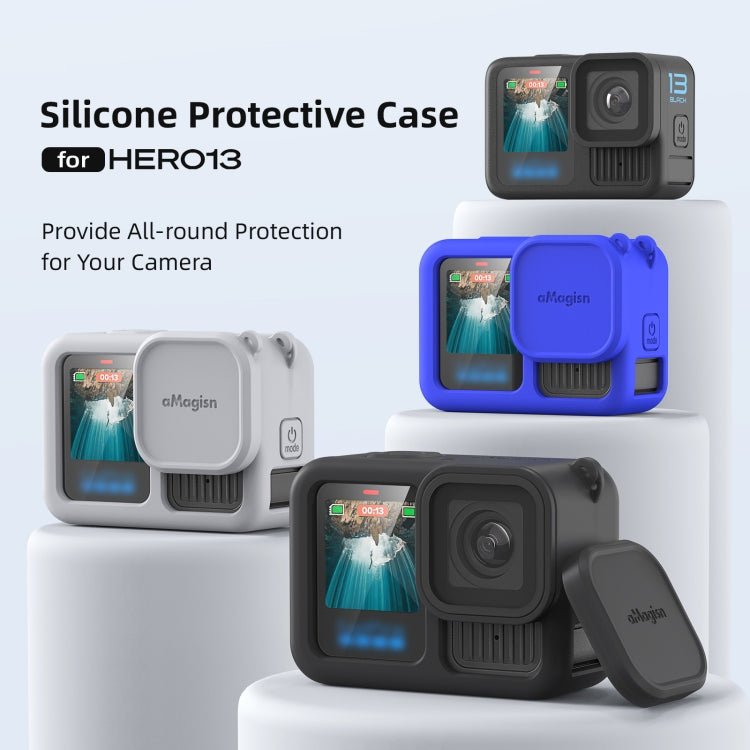 For GoPro HERO13 Black AMagisn Silicone Case Protective Cover(Light Gray) by aMagisn