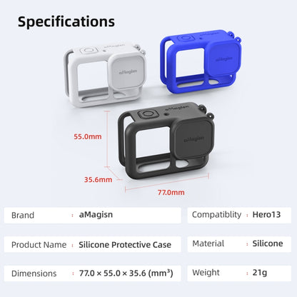 For GoPro HERO13 Black AMagisn Silicone Case Protective Cover(Light Gray) by aMagisn