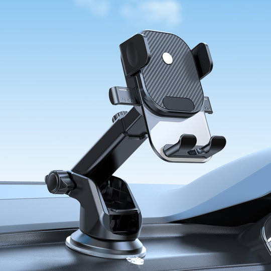 Car Suction Cup Dashboard Automatic Lock Mobile Phone Holder, Style: Black Telescopic