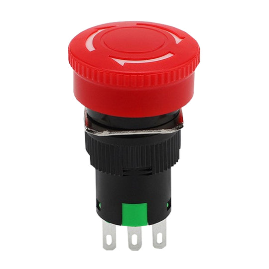 LA16 16mm Mounting Hole Emergency Stop Switch Mushroom Type Self-Locking Pushbutton Switches