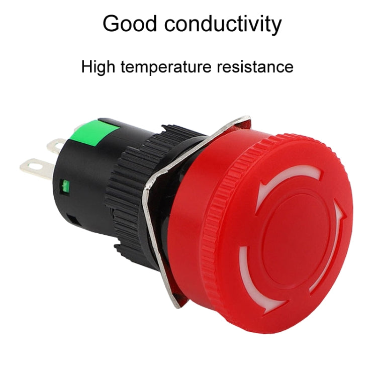 LA16 16mm Mounting Hole Emergency Stop Switch Mushroom Type Self-Locking Pushbutton Switches by buy2fix