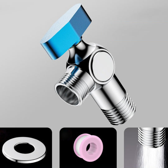 Copper High Flow 4-point Ball Valve Hot Cold Water Gas Water Heater Full Open Triangle Valve, Color: Electroplated Blue Label Cold Water