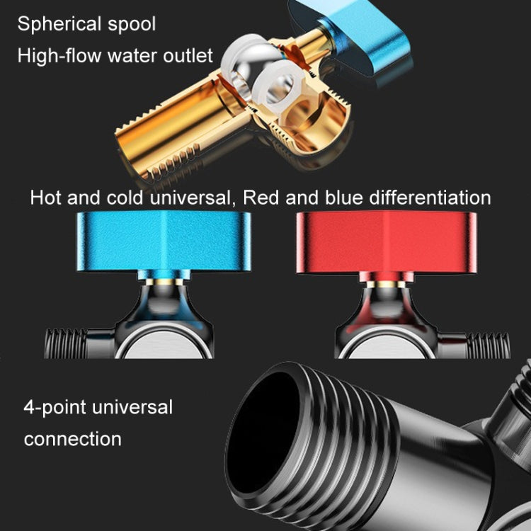 Copper High Flow 4-point Ball Valve Hot Cold Water Gas Water Heater Full Open Triangle Valve, Color: Gray Blue Label Cold Water - Water Heaters Parts by buy2fix | Online Shopping UK | buy2fix