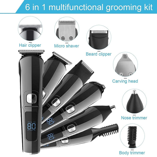 6 in 1 Men Waterproof Electric Hair Trimmer Kit Nose Trimmer, Mustache Trimmer Body Shaver 8788 - Hair Trimmer by buy2fix | Online Shopping UK | buy2fix