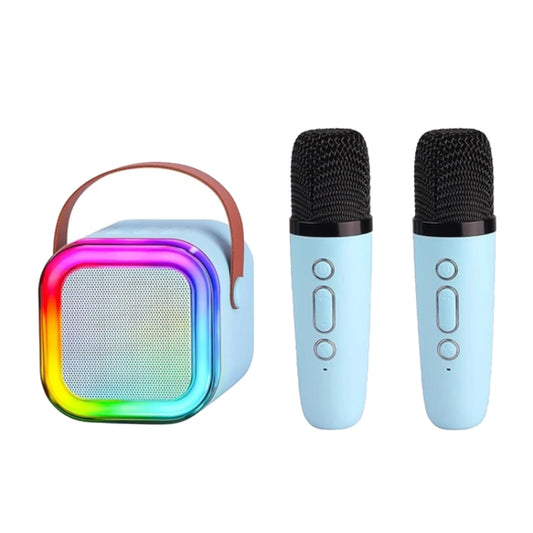 Outdoor Home Portable Wireless Karaoke Sound Cell Phone Integrated Microphone Smart Speaker, Style: With Dual Mic Blue - Mini Speaker by buy2fix | Online Shopping UK | buy2fix